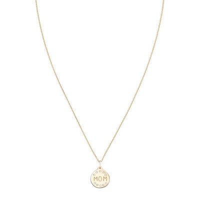 14kt Gold "Mom" Pendant with Diamonds - Helen Ficalora