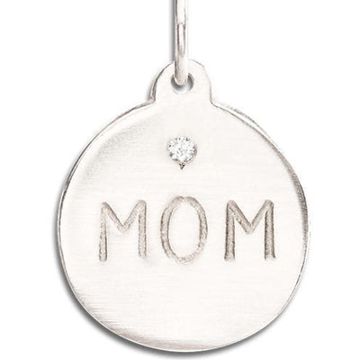 "Mom" Disk Charm With Diamond Jewelry Helen Ficalora 14k White Gold For Necklaces And Bracelets