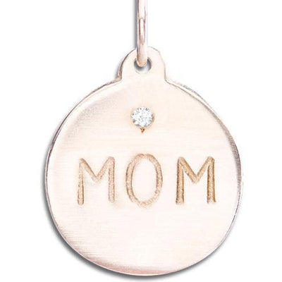 "Mom" Disk Charm With Diamond Jewelry Helen Ficalora 14k Pink Gold For Necklaces And Bracelets