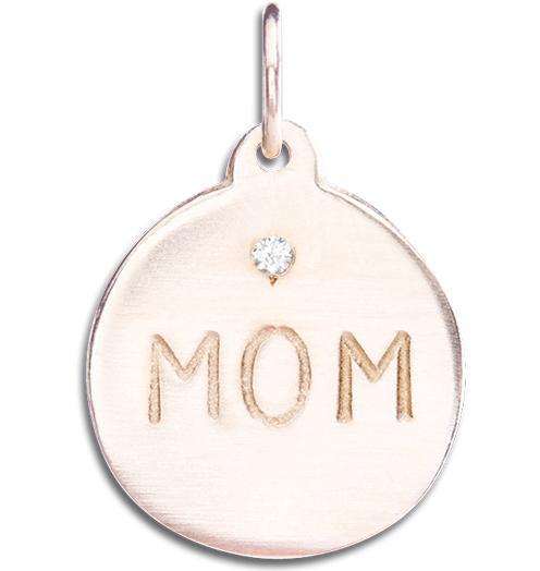 "Mom" Disk Charm With Diamond Jewelry Helen Ficalora 14k Pink Gold For Necklaces And Bracelets