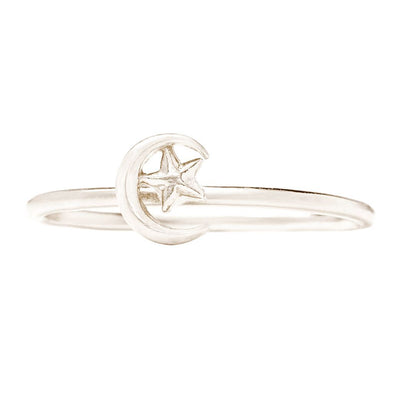Moon And Star Stacking Ring Jewelry Helen Ficalora 14k White Gold 6