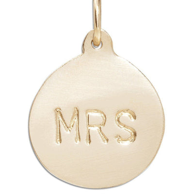 "Mrs" Disk Charm Jewelry Helen Ficalora 14k Yellow Gold