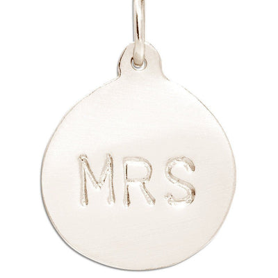 "Mrs" Disk Charm Jewelry Helen Ficalora 14k White Gold