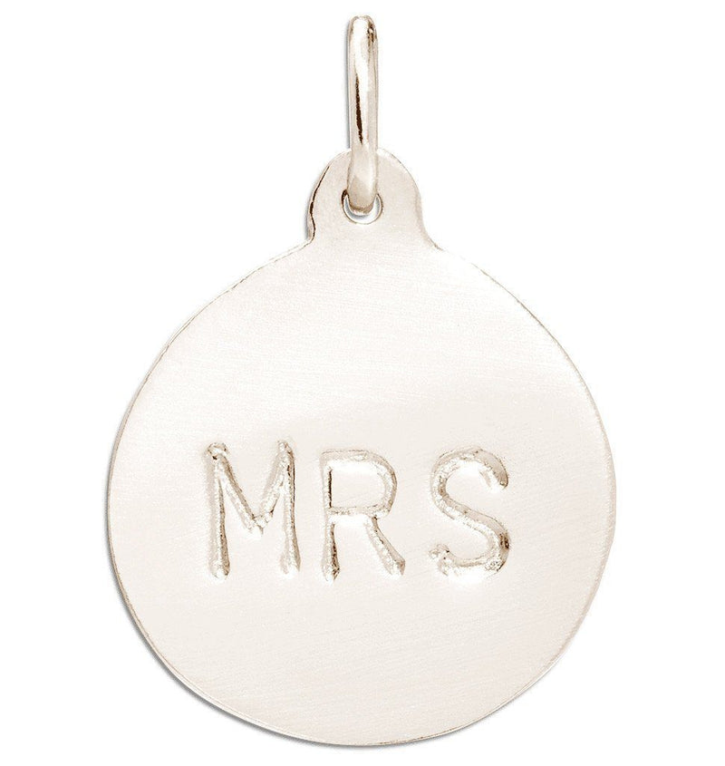 "Mrs" Disk Charm Jewelry Helen Ficalora 14k White Gold