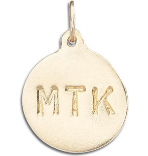 "MTK" Disk Charm Jewelry Helen Ficalora 14k Yellow Gold