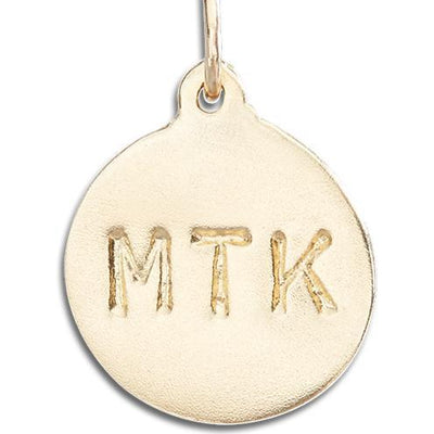 "MTK" Disk Charm Jewelry Helen Ficalora 14k Yellow Gold