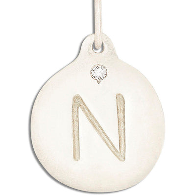 "N" Alphabet Charm With Diamond Jewelry Helen Ficalora 14k White Gold For Necklaces And Bracelets
