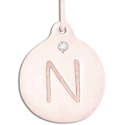 "N" Alphabet Charm With Diamond Jewelry Helen Ficalora 14k Pink Gold For Necklaces And Bracelets