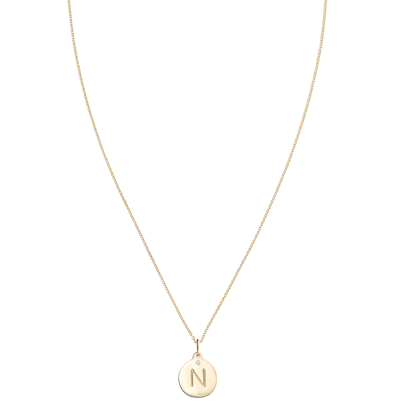 "N" Alphabet Charm With Diamond -  - Jewelry - Helen Ficalora - 5