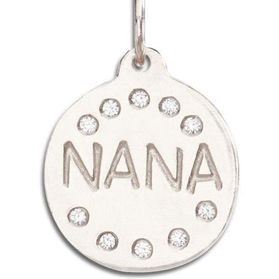 "Nana" Disk Charm Pave Diamonds Jewelry Helen Ficalora 14k White Gold