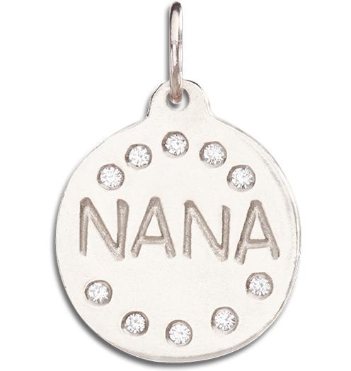 "Nana" Disk Charm Pave Diamonds Jewelry Helen Ficalora 14k White Gold