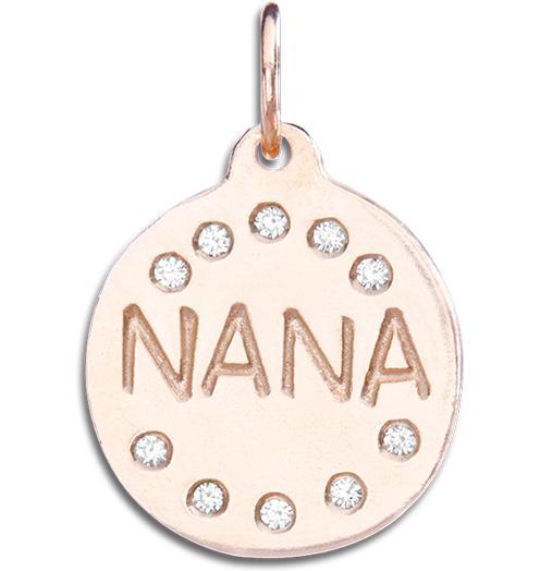 "Nana" Disk Charm Pave Diamonds Jewelry Helen Ficalora 14k Pink Gold