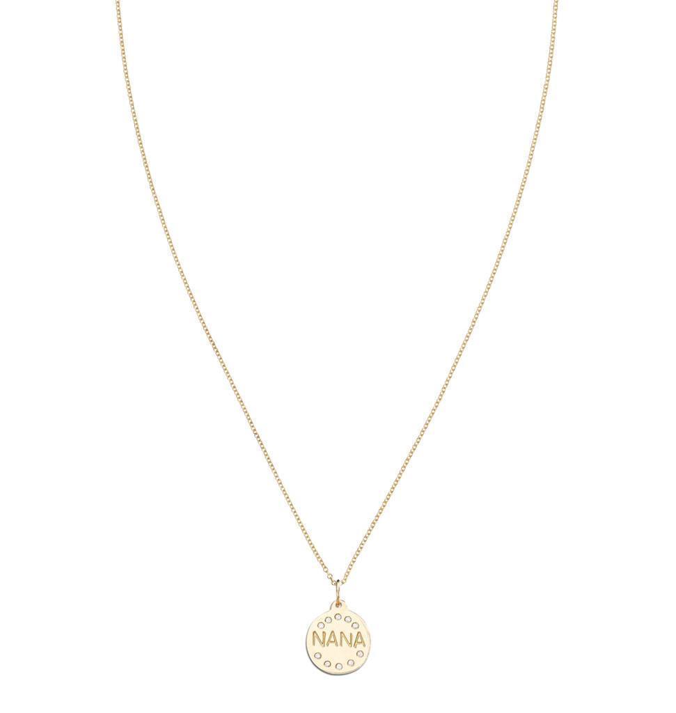 "Nana" Disk Charm Pave Diamonds Jewelry Helen Ficalora 
