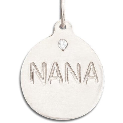 "Nana" Disk Charm With Diamond Jewelry Helen Ficalora 14k White Gold For Necklaces And Bracelets