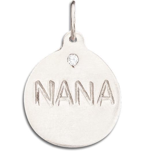 "Nana" Disk Charm With Diamond Jewelry Helen Ficalora 14k White Gold For Necklaces And Bracelets