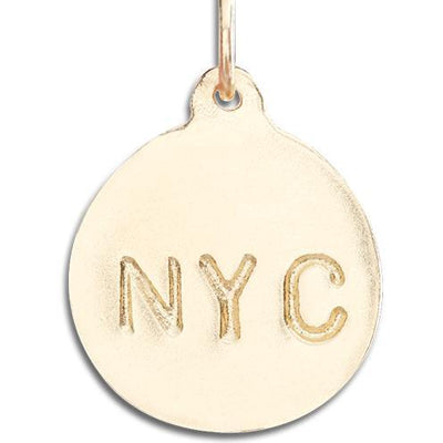 "NYC" Disk Charm Jewelry Helen Ficalora 14k Yellow Gold