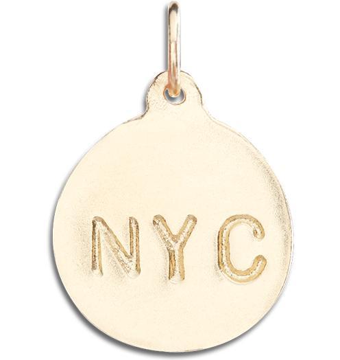 "NYC" Disk Charm Jewelry Helen Ficalora 14k Yellow Gold