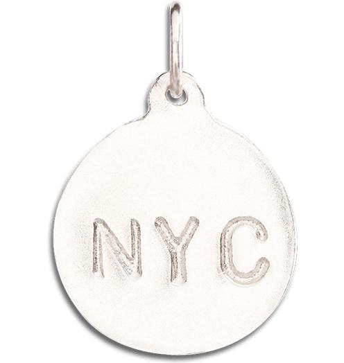 "NYC" Disk Charm Jewelry Helen Ficalora 14k White Gold