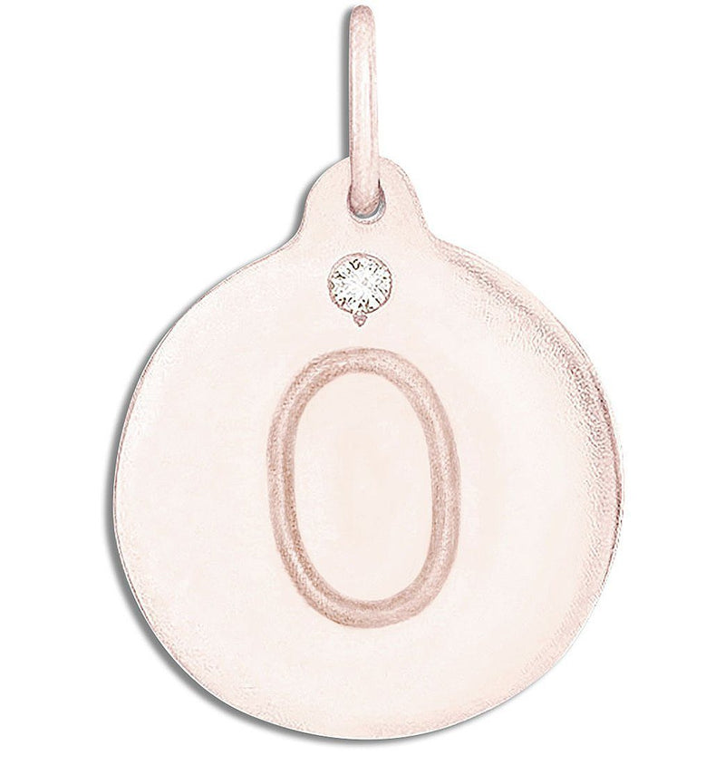 "O" Alphabet Charm With Diamond Jewelry Helen Ficalora 14k Pink Gold For Necklaces And Bracelets