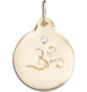 Om Disk Charm With Diamond Jewelry Helen Ficalora 14k Yellow Gold For Necklaces And Bracelets