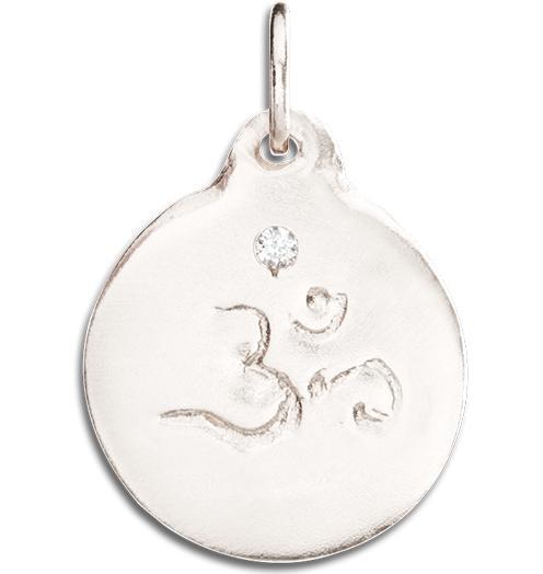 Om Disk Charm With Diamond Jewelry Helen Ficalora 14k White Gold For Necklaces And Bracelets
