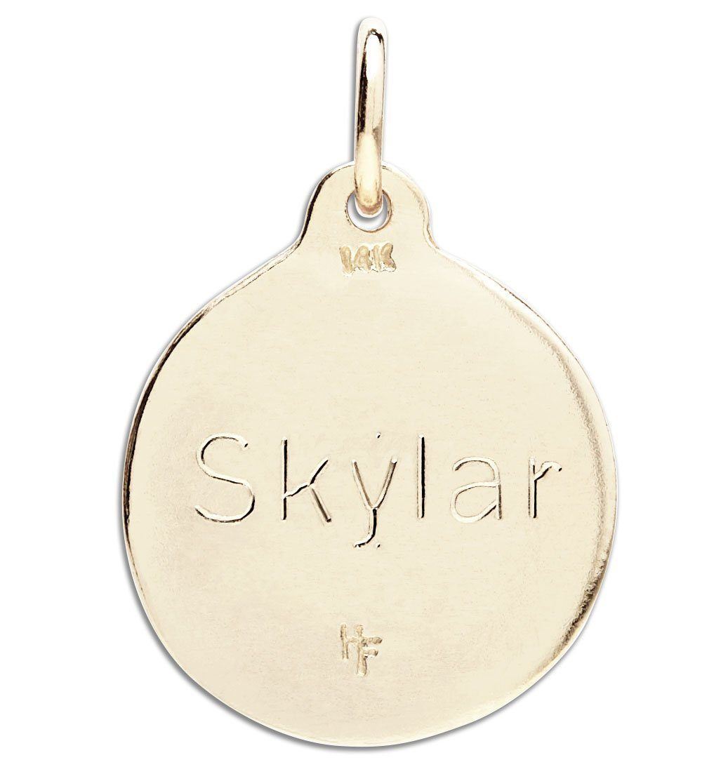 14k White Gold Om Symbol Pendant - Round Milgrain-Edged Yoga & Meditation Charm On Necklace Or Bracelet