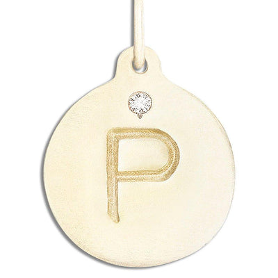 "P" Alphabet Charm With Diamond Jewelry Helen Ficalora 14k Yellow Gold For Necklaces And Bracelets