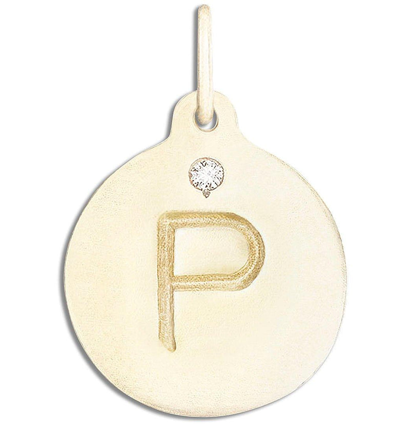 "P" Alphabet Charm With Diamond Jewelry Helen Ficalora 14k Yellow Gold For Necklaces And Bracelets