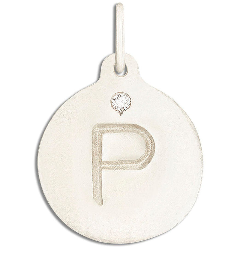 "P" Alphabet Charm With Diamond Jewelry Helen Ficalora 14k White Gold For Necklaces And Bracelets