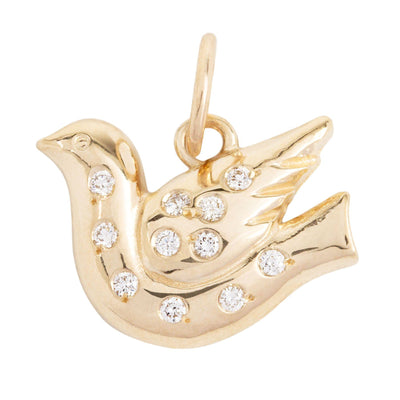 Pave Dove Mini Charm Jewelry Helen Ficalora 14k Yellow Gold