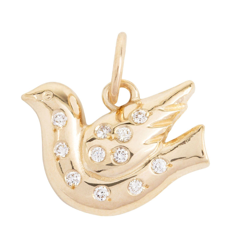 Pave Dove Mini Charm Jewelry Helen Ficalora 14k Yellow Gold