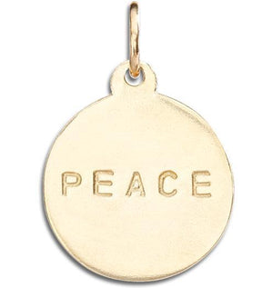 "Peace" Disk Charm Jewelry Helen Ficalora 14k Yellow Gold