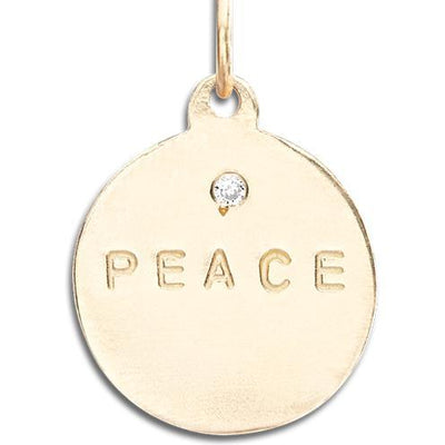 "Peace" Disk Charm With Diamond Jewelry Helen Ficalora 14k Yellow Gold For Necklaces And Bracelets