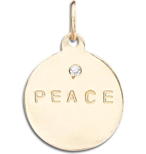 "Peace" Disk Charm With Diamond Jewelry Helen Ficalora 14k Yellow Gold For Necklaces And Bracelets