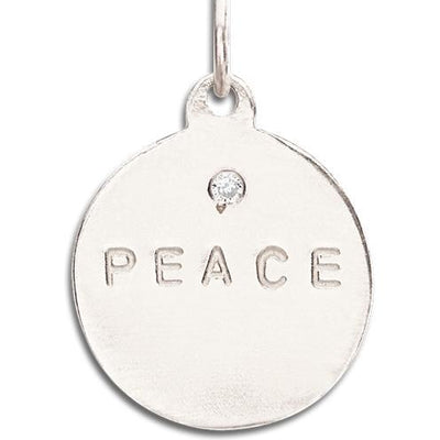 "Peace" Disk Charm With Diamond Jewelry Helen Ficalora 14k White Gold For Necklaces And Bracelets