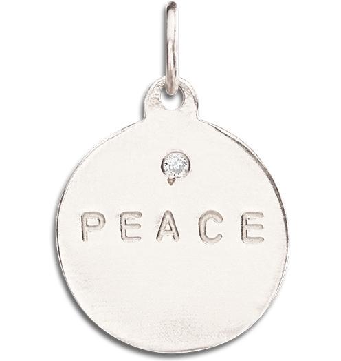 "Peace" Disk Charm With Diamond Jewelry Helen Ficalora 14k White Gold For Necklaces And Bracelets