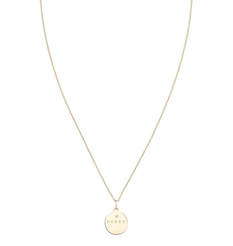 "Peace" Disk Charm With Diamond Jewelry Helen Ficalora v