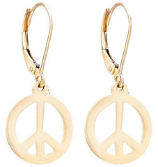 Gold Peace Sign Dangle Earrings | Helen Ficalora