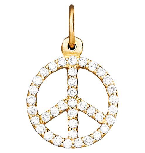 Helen Ficalora 14k Gold Peace Sign Diamond Charm for Necklaces & Bracelets