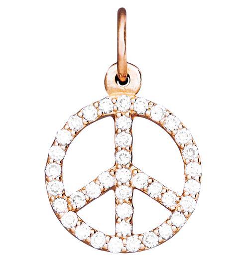 Helen Ficalora 14k Rose Gold Peace Sign Diamond Charm for Necklaces & Bracelets
