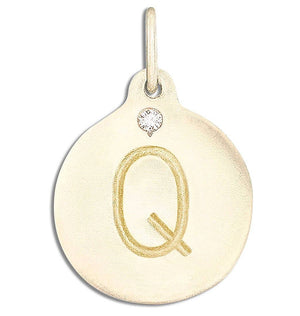 "Q" Alphabet Charm With Diamond Jewelry Helen Ficalora 14k Yellow Gold For Necklaces And Bracelets