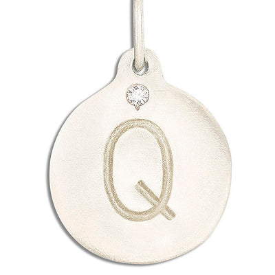"Q" Alphabet Charm With Diamond Jewelry Helen Ficalora 14k White Gold For Necklaces And Bracelets