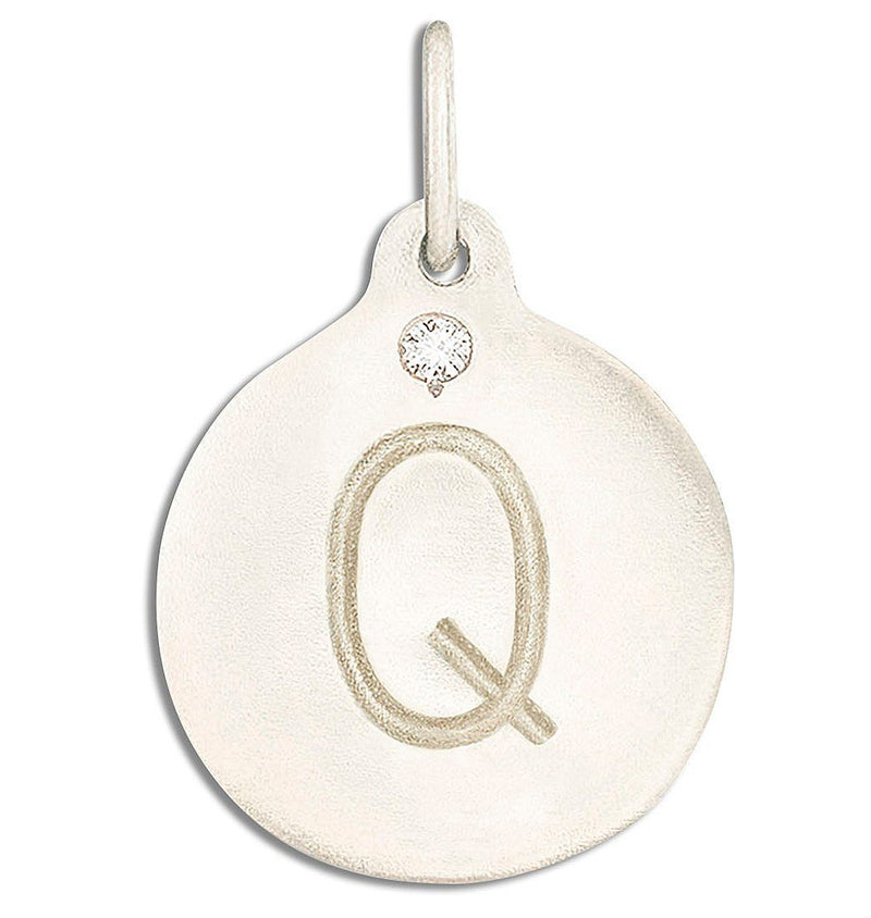 "Q" Alphabet Charm With Diamond Jewelry Helen Ficalora 14k White Gold For Necklaces And Bracelets