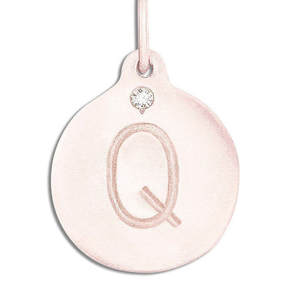 "Q" Alphabet Charm With Diamond Jewelry Helen Ficalora 14k Pink Gold For Necklaces And Bracelets