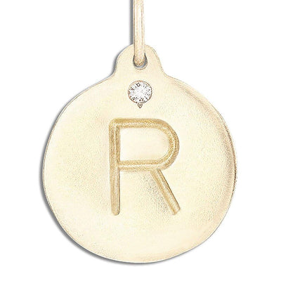 "R" Alphabet Charm With Diamond Jewelry Helen Ficalora 14k Yellow Gold For Necklaces And Bracelets