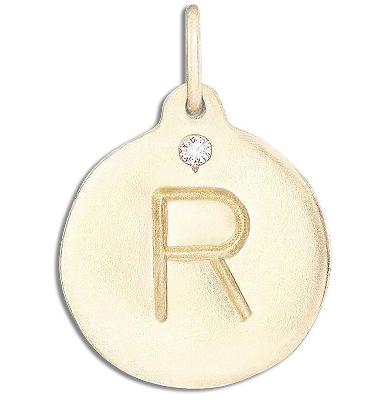 "R" Alphabet Charm With Diamond Jewelry Helen Ficalora 14k Yellow Gold For Necklaces And Bracelets