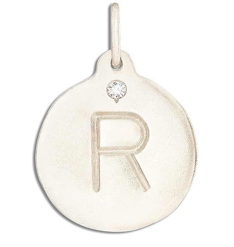 "R" Alphabet Charm With Diamond Jewelry Helen Ficalora 14k White Gold For Necklaces And Bracelets