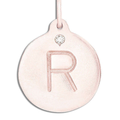"R" Alphabet Charm With Diamond Jewelry Helen Ficalora 14k Pink Gold For Necklaces And Bracelets