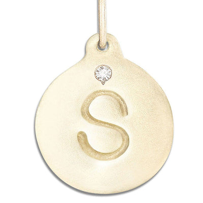 "S" Alphabet Charm With Diamond Jewelry Helen Ficalora 14k Yellow Gold For Necklaces And Bracelets