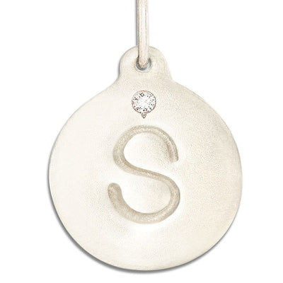 "S" Alphabet Charm With Diamond Jewelry Helen Ficalora 14k White Gold For Necklaces And Bracelets